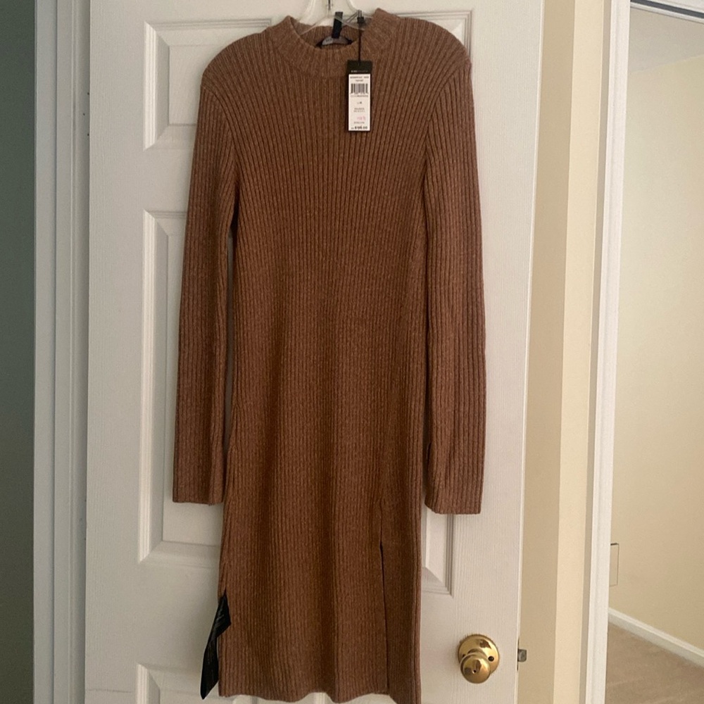 Bcbgmaxazria Dress Gwynn sweater wool toffee brown tan size medium